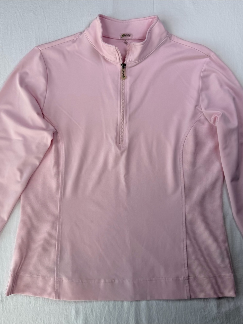 Swing Bette & Court Pink Half Zip Golf Pullover L Mesh Sides Long Sleeve
